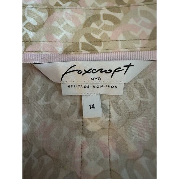 Foxcroft Womens Sz 14 Heritage Non-Iron 100% Cotton Pamela Chevron 3/4 Sleeve - Picture 8 of 11